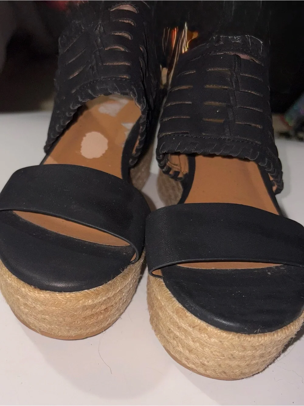 DV by Dolce Vita Women’s Black Braided Platform Wedge Sandals Size 9 Espadrille